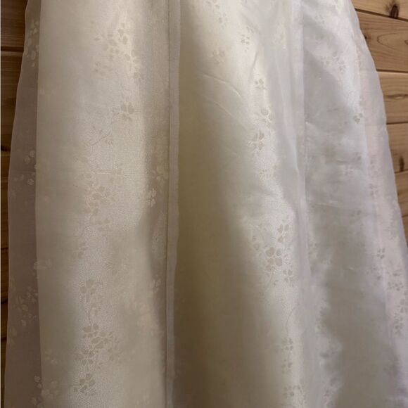 Vintage Zum Zum Niki Livas Size Medium Pale Daffodil Cross Back Floral Ball Gown - Picture 5 of 16